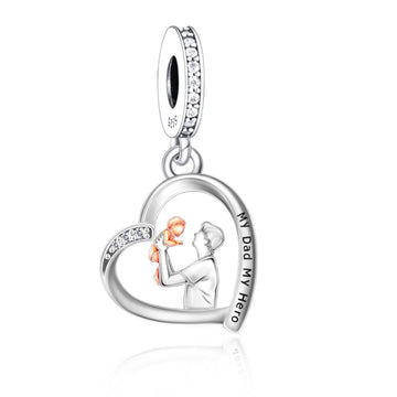 "The Highest Love" Father & Daughter Heart Dangle - Two-Tone Silver