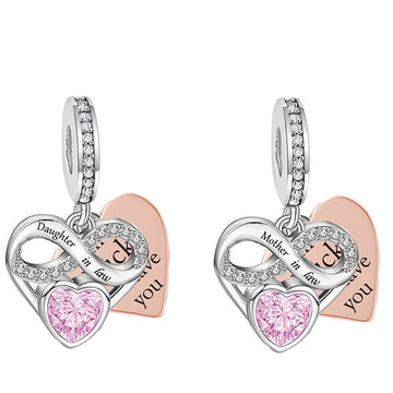 "Infinite Love" Mother & Daughter-in-law Double Heart Charm - 925 Silver
