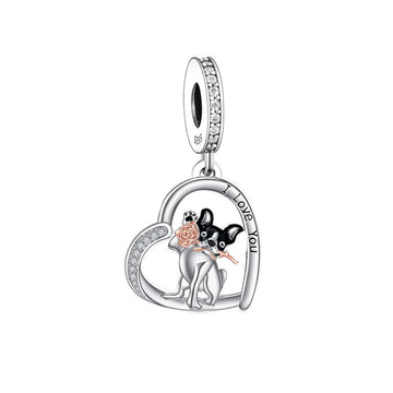 925 sterling silver French Bulldog Love Bead