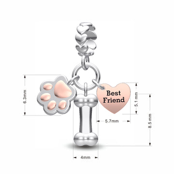 925 sterling silver Dog Claw Dumbbell Best Friend Bead