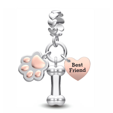"Trio of Loyalty" Pet Bond Dangle Charm - Two-Tone Rose Gold & 925 Silver