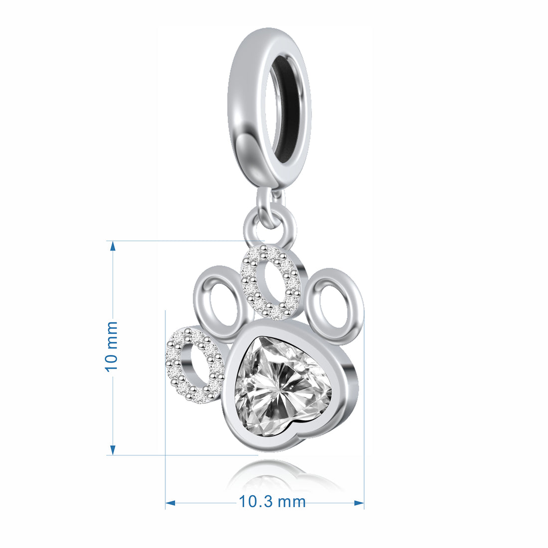 925 sterling silver Dog paw bead