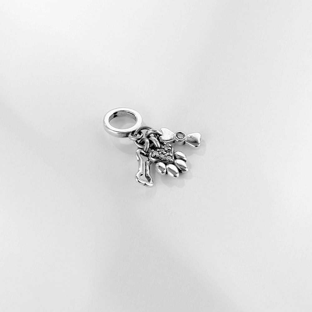 "Triple Happiness" Pet Essentials Dangle Charm - 925 Sterling Silver & Synthetic Zirconia