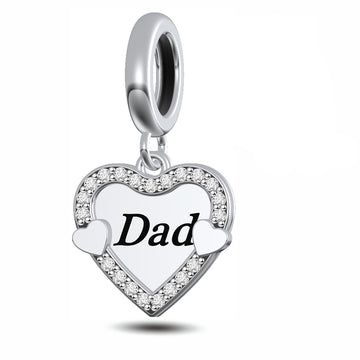 "Hidden Devotion" Double Heart Dad Charm - 925 Sterling Silver