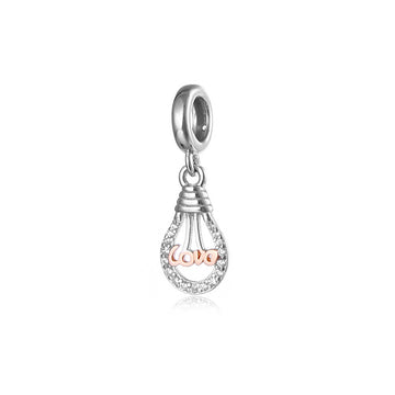 925 sterling silver Full of love light bulbs charms