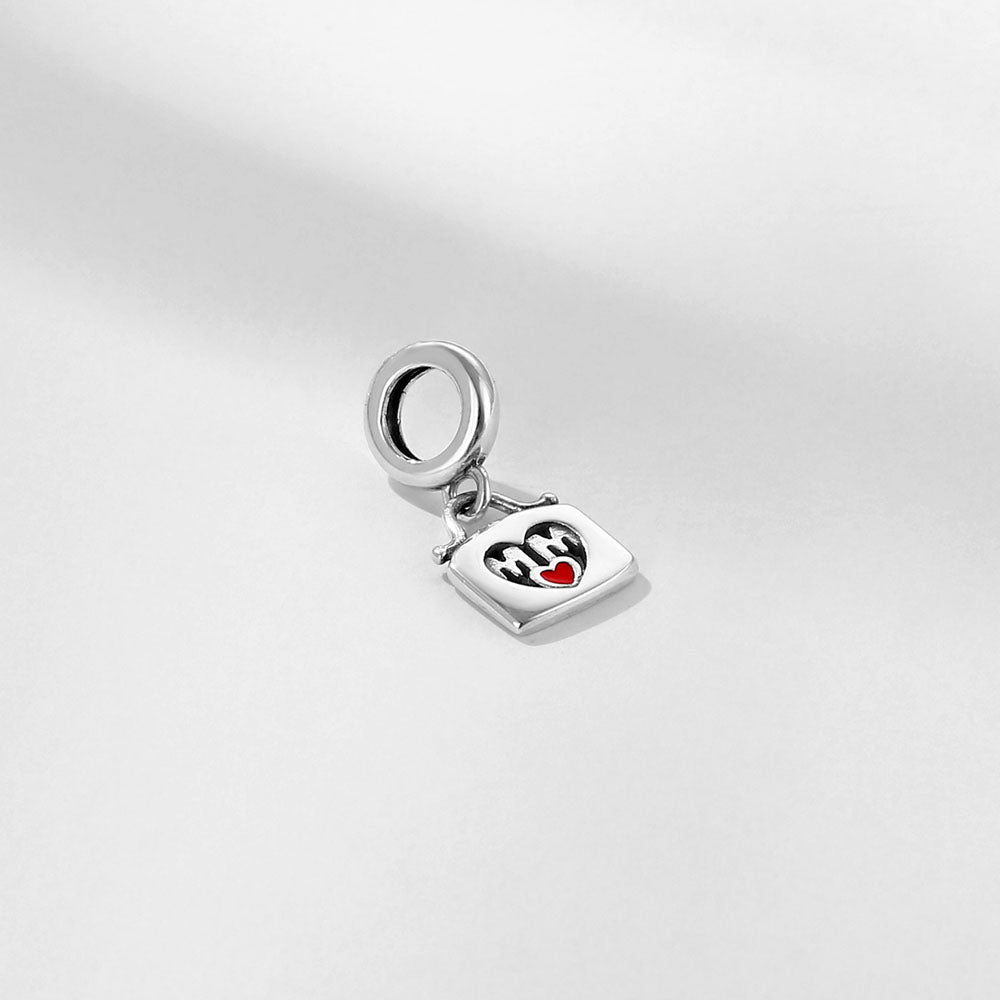 "Love Carryall" Mom Handbag Charm - 925 Sterling Silver Heart Gift