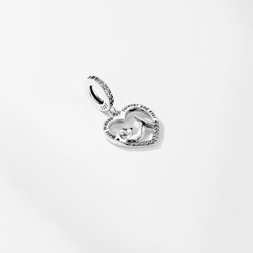"Eternal Paw-print" Dog Best Friend Charm - 925 Sterling Silver & Pavé CZ