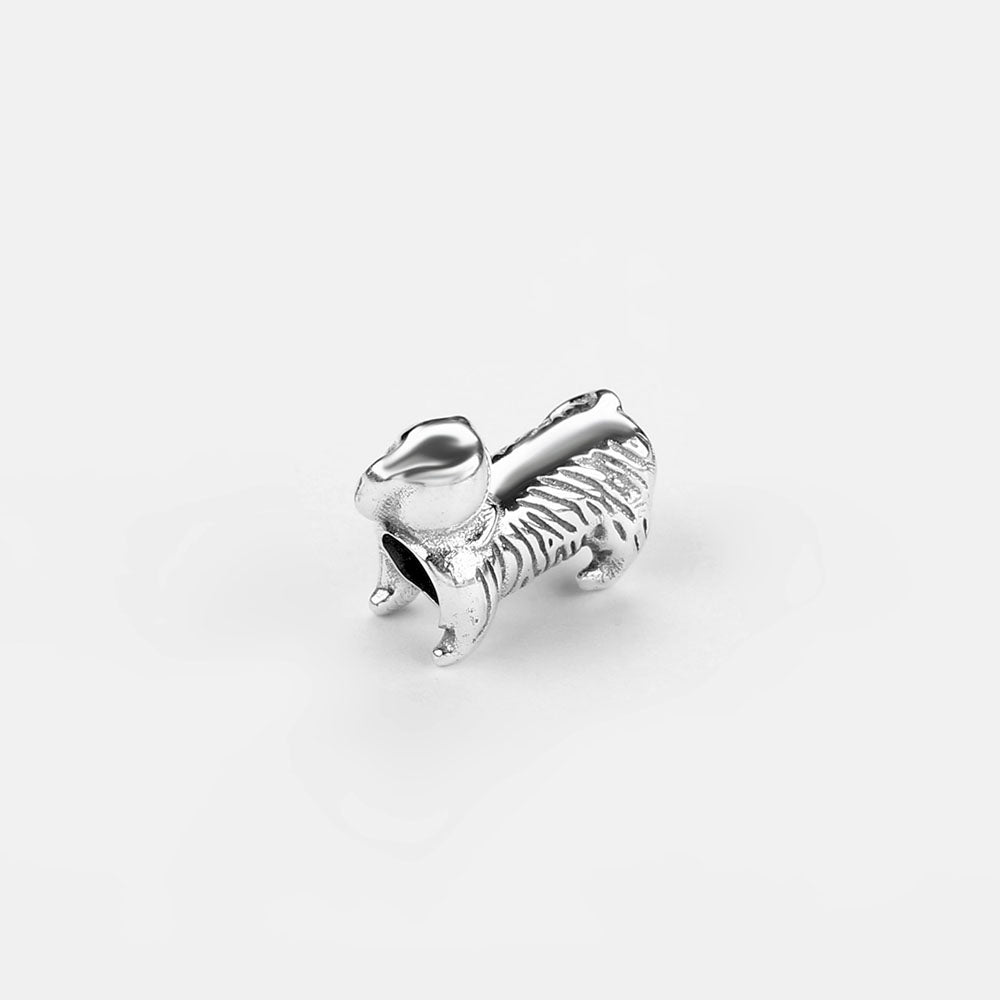"Wiener Wonder" 3D Dachshund Charm - 925 Sterling Silver Artisan Bead