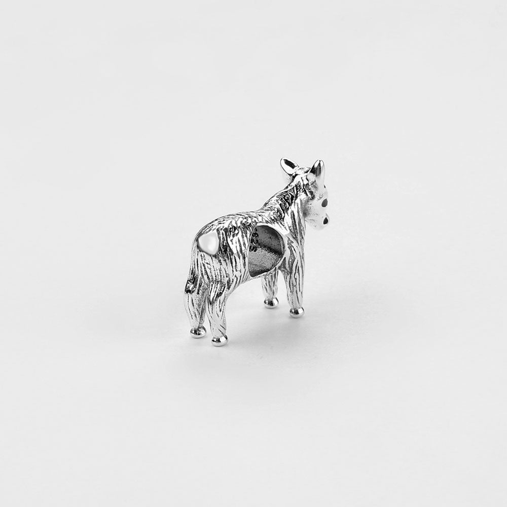 "Steady Friend" 3D Donkey Bead Charm - 925 Sterling Silver
