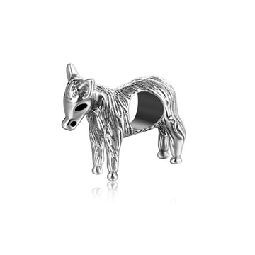 "Steady Friend" 3D Donkey Bead Charm - 925 Sterling Silver
