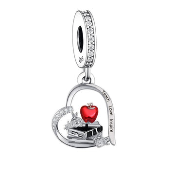 "Teach & Inspire" Teacher Appreciation Charm - 925 Sterling Silver