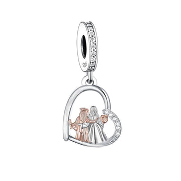 "Friends for Life" Graduation Heart Charm - 925 Silver & Rose Gold