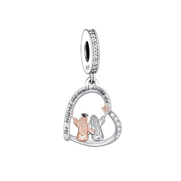 "Classmates Forever" Graduation Heart Charm - 925 Silver & Rose Gold