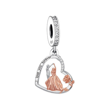 925 sterling silver Romantic heart-shaped wedding charms