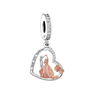 Breloques de mariage romantiques en argent sterling 925 en forme de cœur