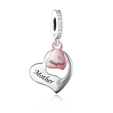 "Soul Bonds" Mother & Daughter Two-Piece Heart Charm - 925 Silver