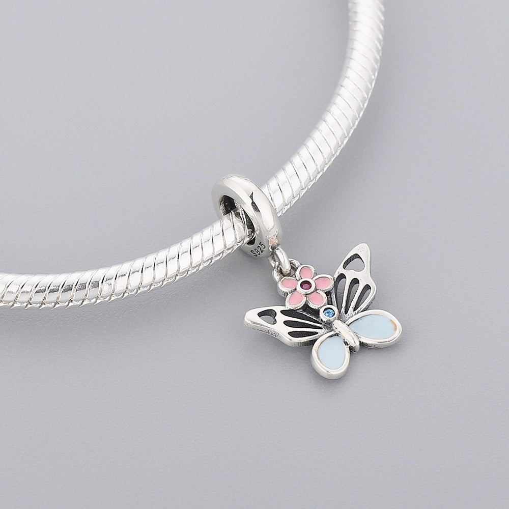 925 sterling silver flower butterfly