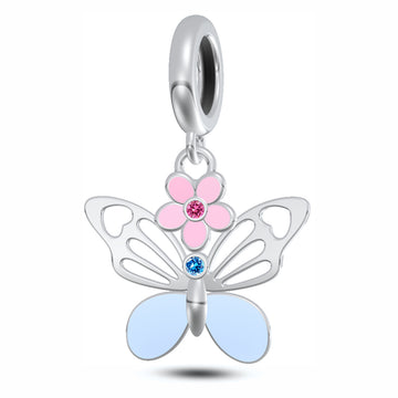 925 sterling silver flower butterfly