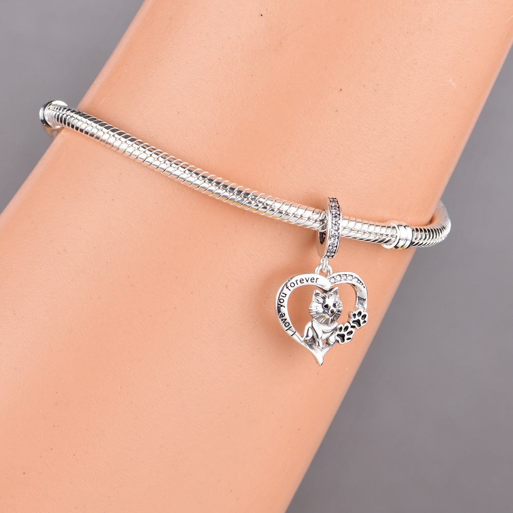 925 sterling silver Forever Love Pomeranian Pendant
