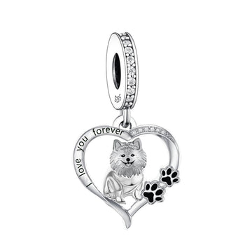 925 sterling silver Forever Love Pomeranian Pendant
