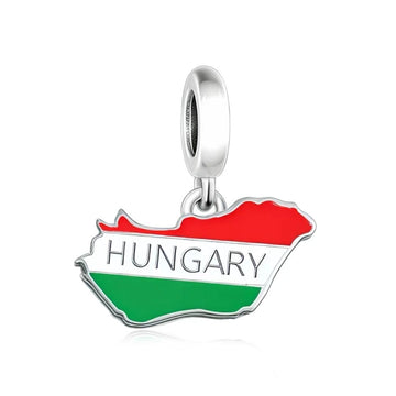"Magyar Pride" Hungary Map Flag Charm - 925 Sterling Silver & Enamel