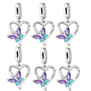 "Soul Wings" Butterfly Heart Charm - 925 Sterling Silver