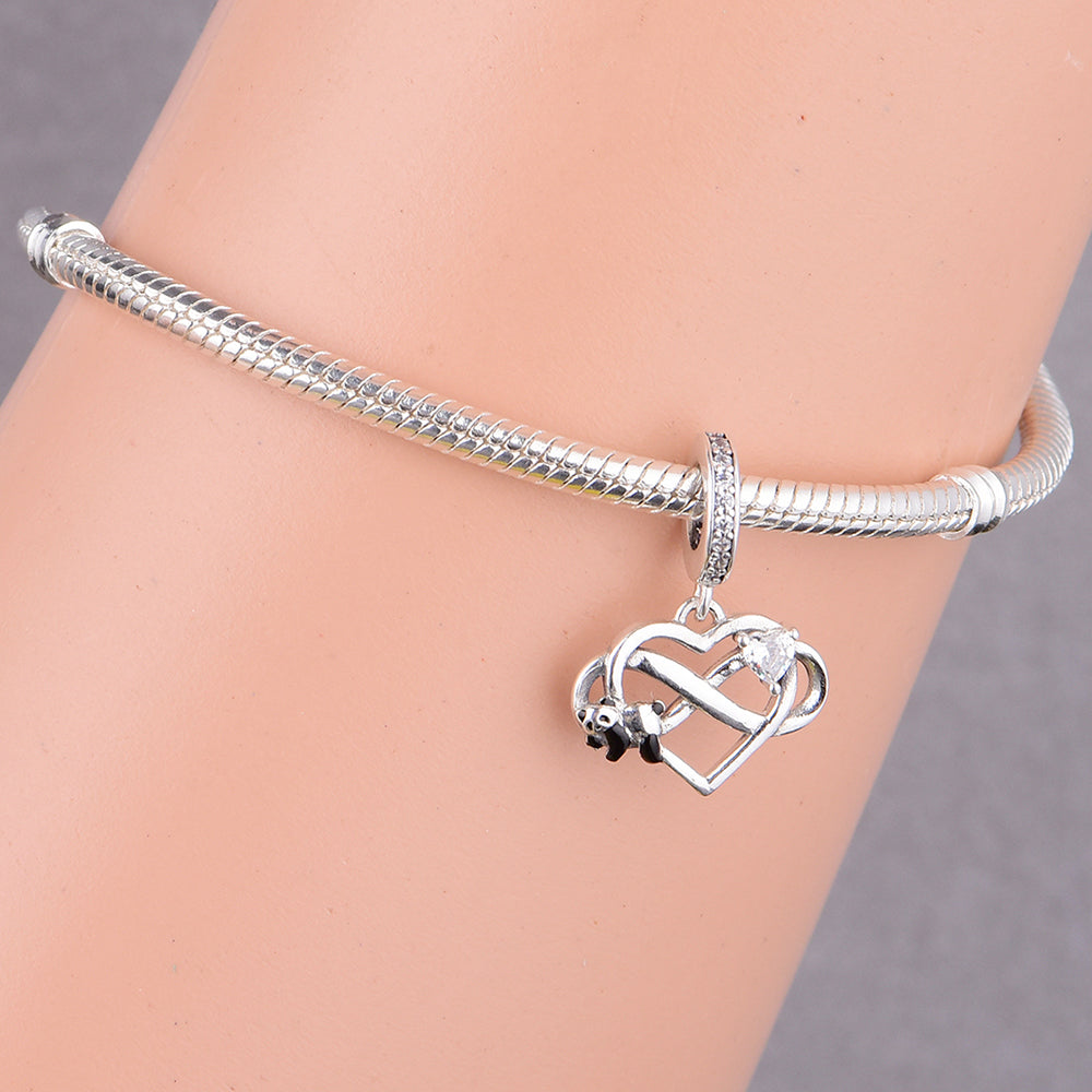 925 sterling silver heart-shaped panda