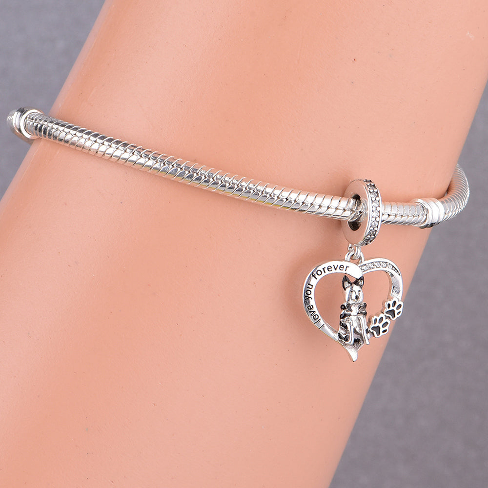925 sterling silver German Shepherd Love Pendant