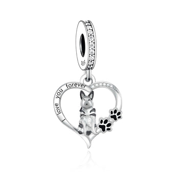 925 sterling silver German Shepherd Love Pendant