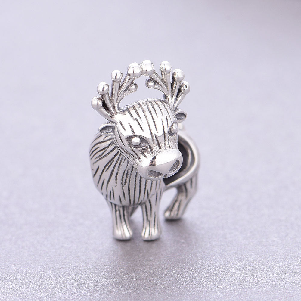 "Forest Guardian" Reindeer Bead - 925 Silver Vintage Animal Charm