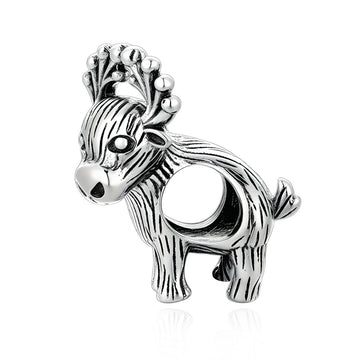 "Forest Guardian" Reindeer Bead - 925 Silver Vintage Animal Charm