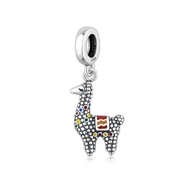 "Adventurous Llama" Dangle Charm - 925 Silver Colorful Enamel Gift