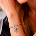 925 Sterling Silver graduation heart charm with zirconia accents and black enamel
