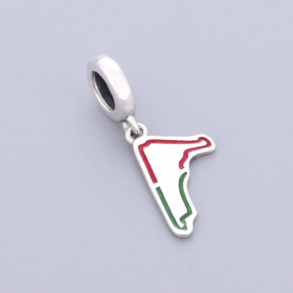 925 sterling silver Italian Flag Map Pendant Charm