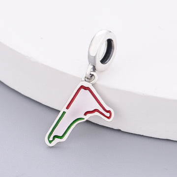 925 sterling silver Italian Flag Map Pendant Charm
