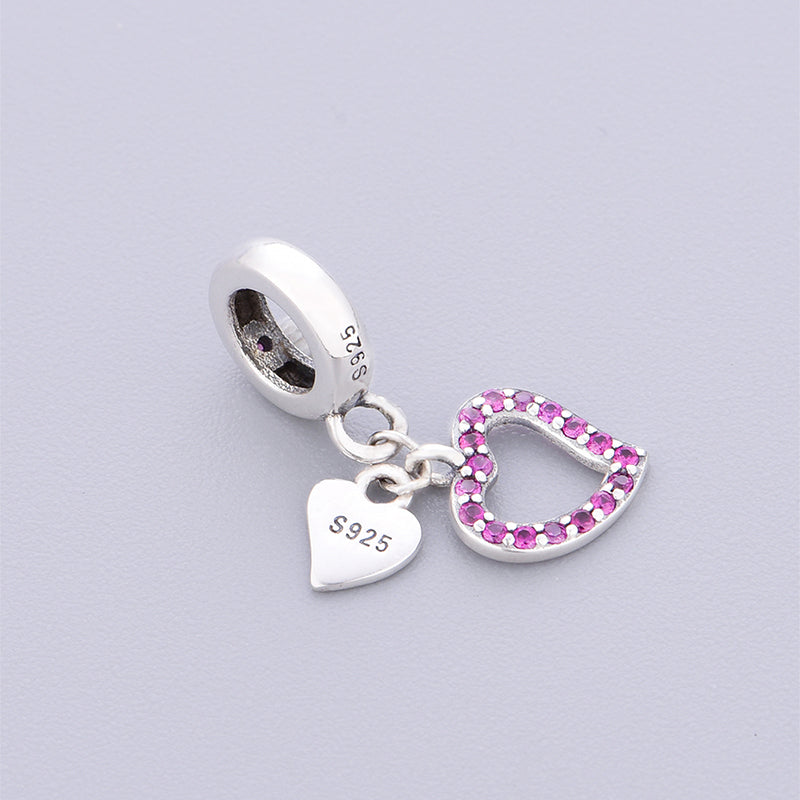 925 sterling silver Double Love Heart Charm