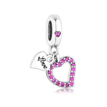 925 sterling silver Double Love Heart Charm