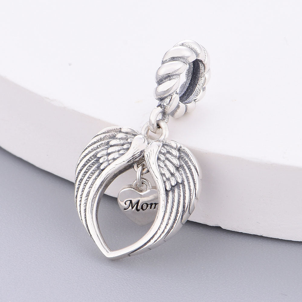 "Guardian Wings" Mom Heart Charm - 925 Silver Soulful Gift for Her