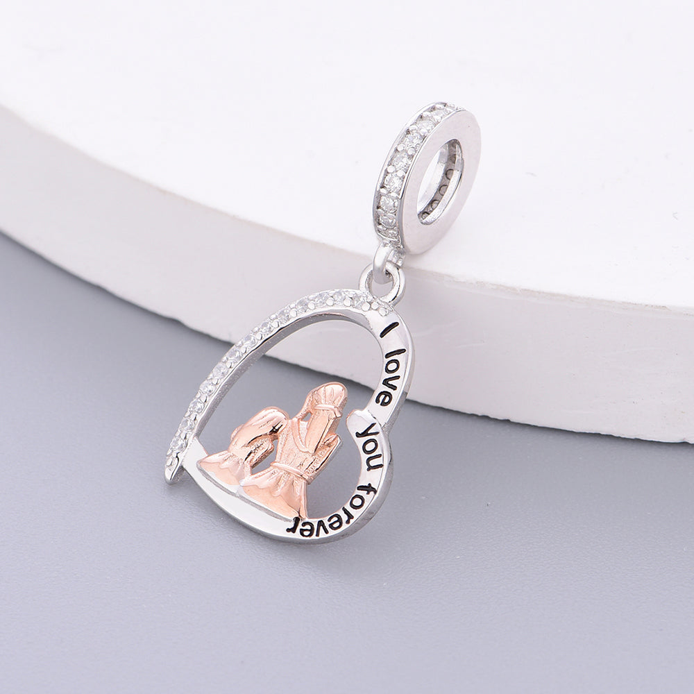 925 sterling silver Daughter leaning against her mother charms