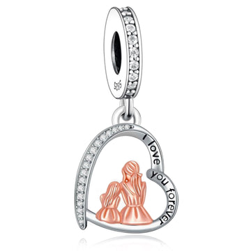 925 sterling silver Daughter leaning against her mother charms