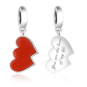 925 sterling silver Two-Tone Heart Pendant Charm with Love Message