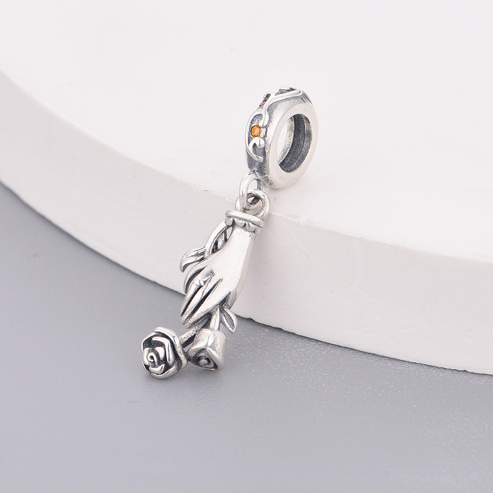 925 sterling silver Handheld rose charms