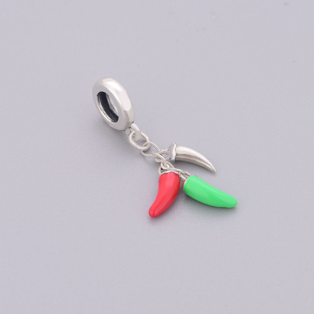 "Spicy Spirit" - 925 Sterling Silver Triple Chili Pepper Dangle Charm