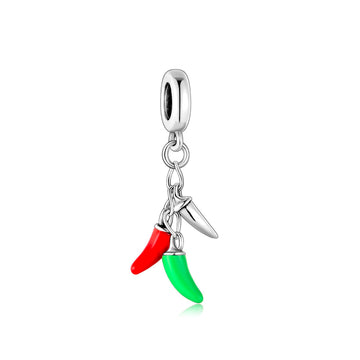 "Spicy Spirit" - 925 Sterling Silver Triple Chili Pepper Dangle Charm