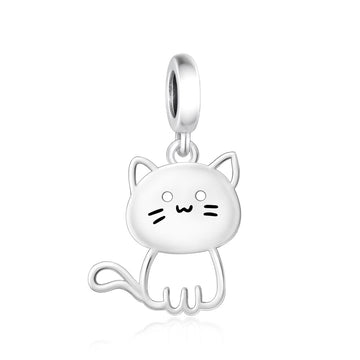 "Whimsical Soul" - 925 Sterling Silver Playful Kitten Dangle Charm