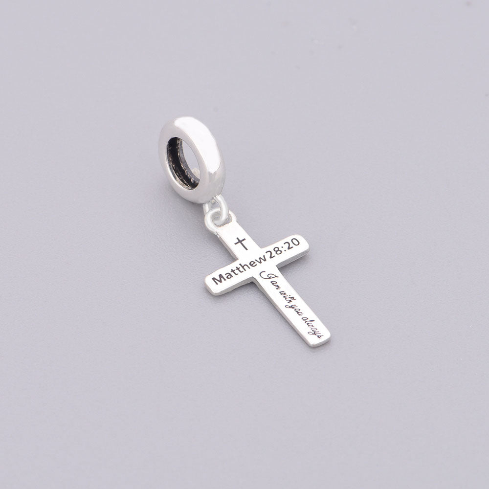 "Sacred Covenant" - 925 Sterling Silver Bible Verse Cross Dangle Charm