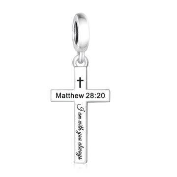 "Sacred Covenant" - 925 Sterling Silver Bible Verse Cross Dangle Charm