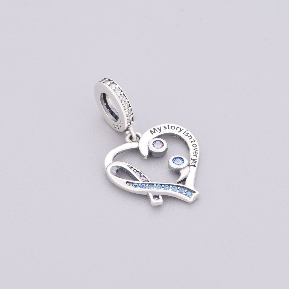 "Unfinished Symphony" - 925 Sterling Silver Mental Health Heart Dangle Charm