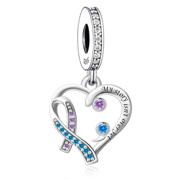 "Unfinished Symphony" - 925 Sterling Silver Mental Health Heart Dangle Charm