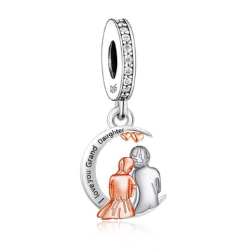 "Ancestral Glow" - 925 Sterling Silver Granddaughter Moon Dangle Charm